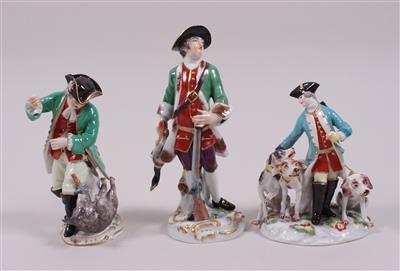 3 MEISSEN Porzellanfiguren "Jagdliche Darstellungen", - Umění, starožitnosti a šperky