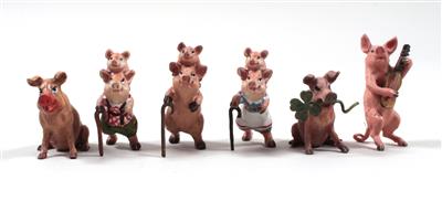 6 wiener Bronzefiguren "Schweine" - Arte, antiquariato e gioielli