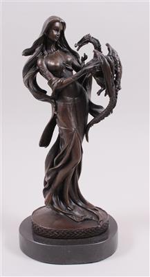 Bronzefigur "Mädchen und Drache" - Kunst, Antiquitäten und Schmuck