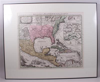 Kupferstichkarte "Mexiko und Florida" - Art, antiques and jewellery