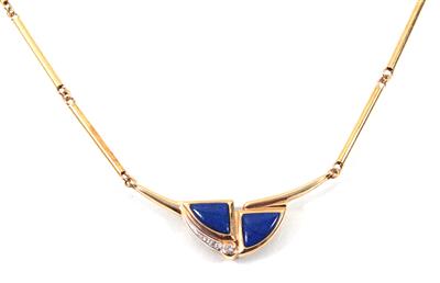 Lapislazuli-, Diamantcollier - Umění, starožitnosti a šperky