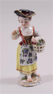 MEISSEN Porzellanfigur "Mädchen mit Blumenkorb" - Arte, antiquariato e gioielli