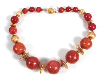 Halskette aus Apfelkoralle - Art, antiques and jewellery