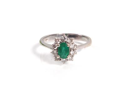 Smaragd- Brillantdamenring - Umění, starožitnosti a šperky
