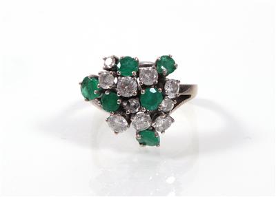 Brillant-Smaragddamenring - Art, antiques and jewellery