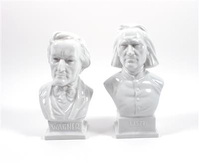 2 HEREND Porzellanbüsten "Franz Liszt und Rudolf Wagner" - Umění, starožitnosti a šperky