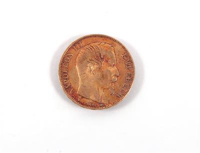 Goldmünze 20 Francs, Frankreich 1854 - Umění, starožitnosti a šperky