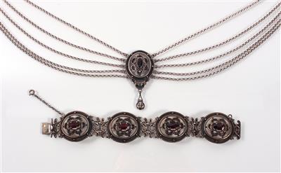 Granatarmkette und -collier - Umění, starožitnosti a šperky