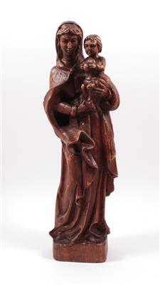 Holzfigur "Madonna mit Kind" - Art, antiques and jewellery