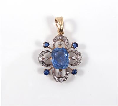 Saphir- Diamantanhänger - Umění, starožitnosti a šperky