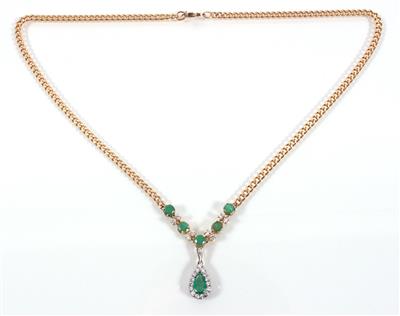 Smaragd- Brillantcollier - Umění, starožitnosti a šperky