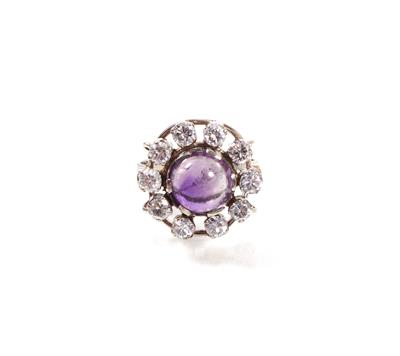 Amethyst- Brillantdamenring - Arte, antiquariato e gioielli