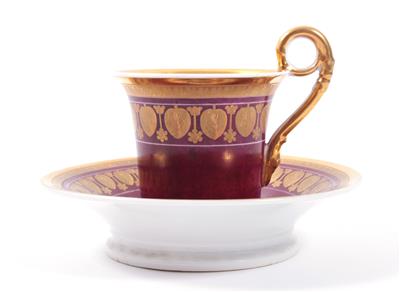 Biedermeier Porzellantasse mit Untertasse - Art, antiques and jewellery