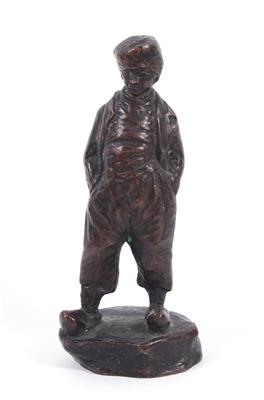 Kleine Bronzefigur "Mann mit Holzpantoffeln" - Arte, antiquariato e gioielli