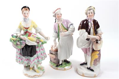 3 AUGARTEN Porzellanfiguren "Salamiverkäufer, Gemüseverkäuferin, Hendlbrater" - Kunst, Antiquitäten und Schmuck