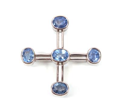 Saphirkreuzanhänger zus. 8,30 ct - Kunst, Antiquitäten und Schmuck