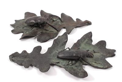 2 Bronzen "Eichenblätter mit Käfer" - Kunst, Antiquitäten und Schmuck