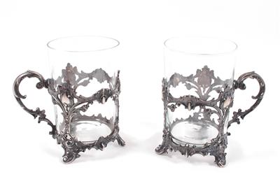 2 Teeglashalter mit farblosen Gläsern - Arte, antiquariato e gioielli