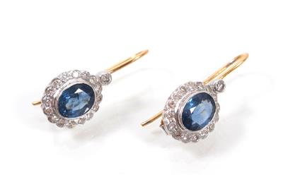 Saphir- Diamantohrgehänge - Arte, antiquariato e gioielli