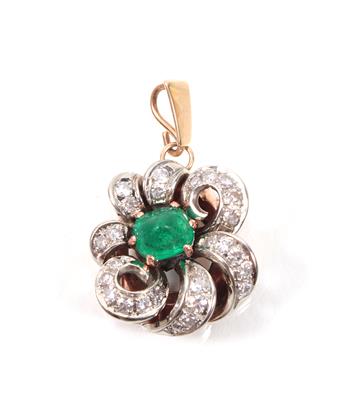 Smaragd- Diamantanhänger - Arte, antiquariato e gioielli