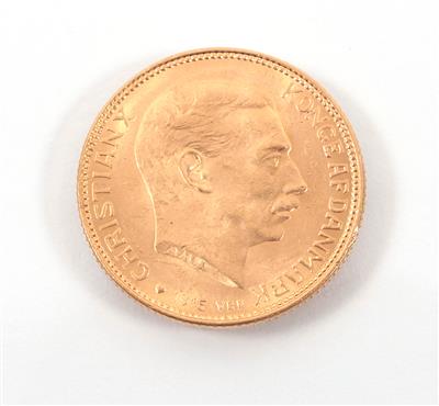 Goldmünze 20 Kronen, Dänemark 1915 - Umění, starožitnosti, šperky