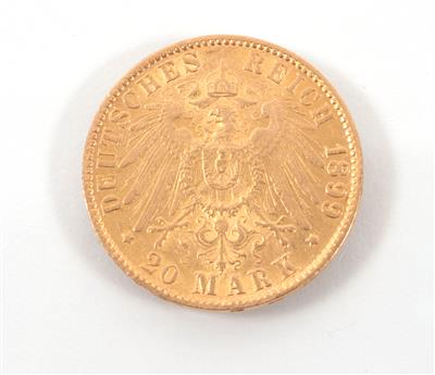 Goldmünze 20 Mark, Deutsches Reich, Hamburg 1899 - Kunst, Antiquitäten und Schmuck