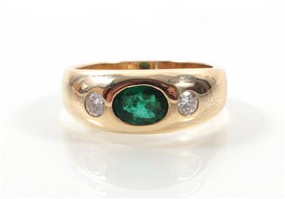 Smaragd- Brillantallianzring - Arte, antiquariato e gioielli