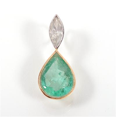 Smaragd- Diamantanhänger - Arte, antiquariato e gioielli