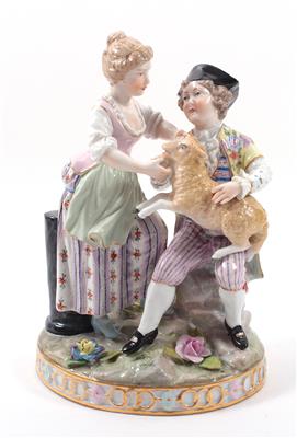 Porzellanfigurengruppe "Schäferszene" - Umění, starožitnosti, šperky