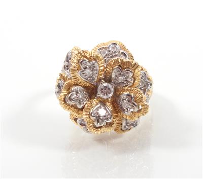 Floraler Brillant- Diamantdamenring zus. ca. 0,75 ct - Umění, starožitnosti, šperky