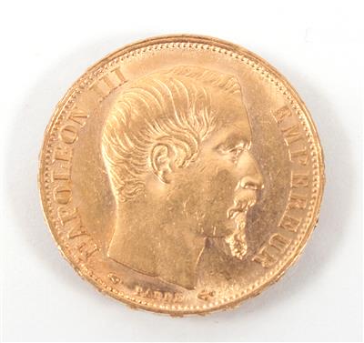 Goldmünze 20,- Francs, Frankreich 1859(A) - Antiques, art and jewellery