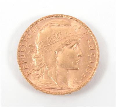 Goldmünze 20,- Francs, Frankreich 1906 - Umění, starožitnosti, šperky