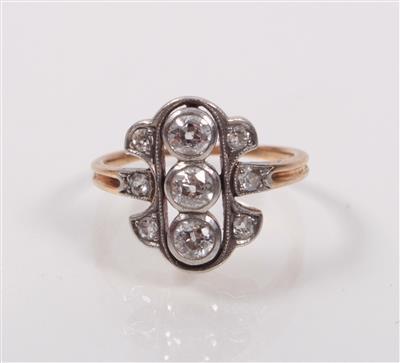 Altschliffbrillant- diamantdamenring zus. ca. 0,60 ct - Antiques, art and jewellery