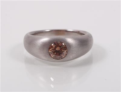 Brillantsolitärring 1,07 ct, natural fancy brown - Antiques, art and jewellery