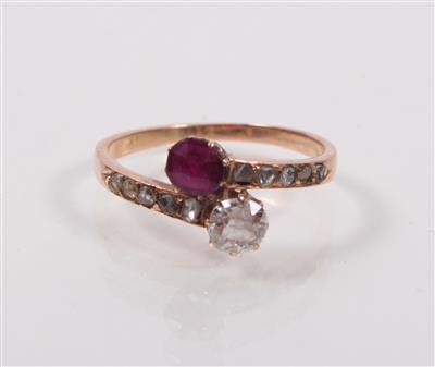 Rubin- Diamantdamenring - Antiques, art and jewellery