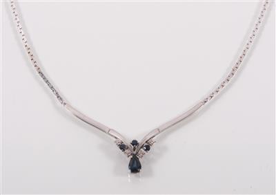 Saphir- Diamantcollier - Arte, antiquariato e gioielli