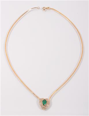 Smaragd- Brillantcollier - Umění, starožitnosti, šperky