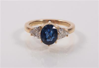 Saphir-Diamantdamenring - Umění, starožitnosti, šperky