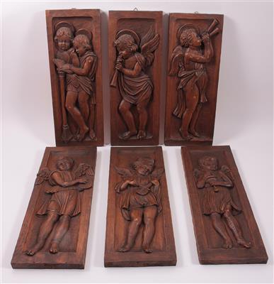 12 Holzreliefs "Musizierende Engel" - Antiques, art and jewellery