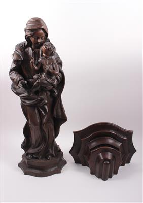 Holzfigur "Madonna mit Kind" - Arte, antiquariato e gioielli