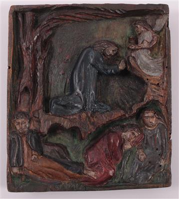 Kleines Holzrelief "Christus am Ölberg" - Umění, starožitnosti, šperky