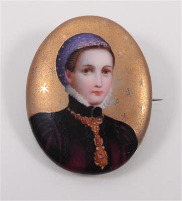 Portraitbrosche "Feine Dame" - Antiques, art and jewellery