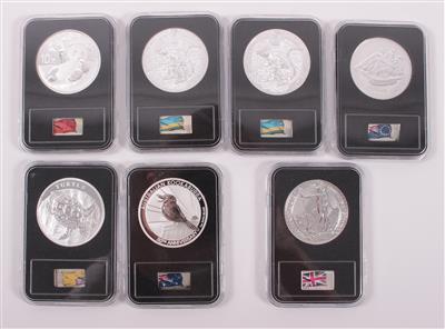 7 Silbermünzen aus der Serie "Fabulous 12" - Kunst, Antiquitäten und Schmuck