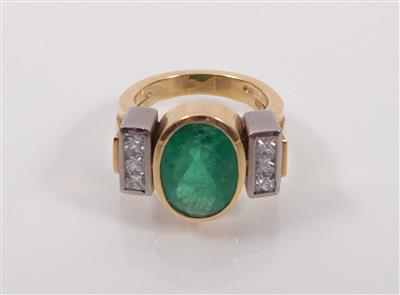 Smaragd-Diamantdamenring - Antiques, art and jewellery