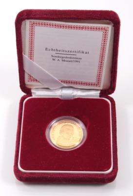 Goldmünze 500,- Schilling, W. A. Mozart - Umění, starožitnosti, šperky