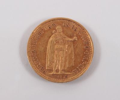 Goldmünze 10 Korona, Ungarn 1904 - Umění, starožitnosti, šperky