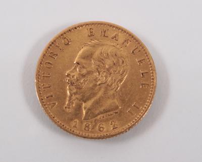Goldmünze 20 Lire, Italien, 1862 - Umění, starožitnosti, šperky
