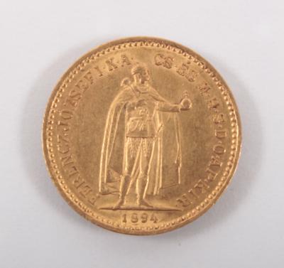 Goldmünze 10 Korona, Ungarn 1894 - Umění, starožitnosti, šperky