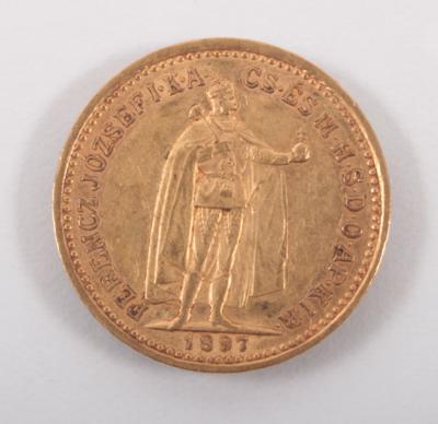 Goldmünze 10 Korona, Ungarn 1897 - Umění, starožitnosti, šperky