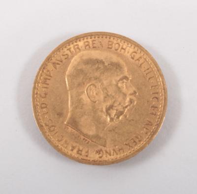 Goldmünze 10 Kronen, Österreich 1909 (St. Schwartz) - Umění, starožitnosti, šperky